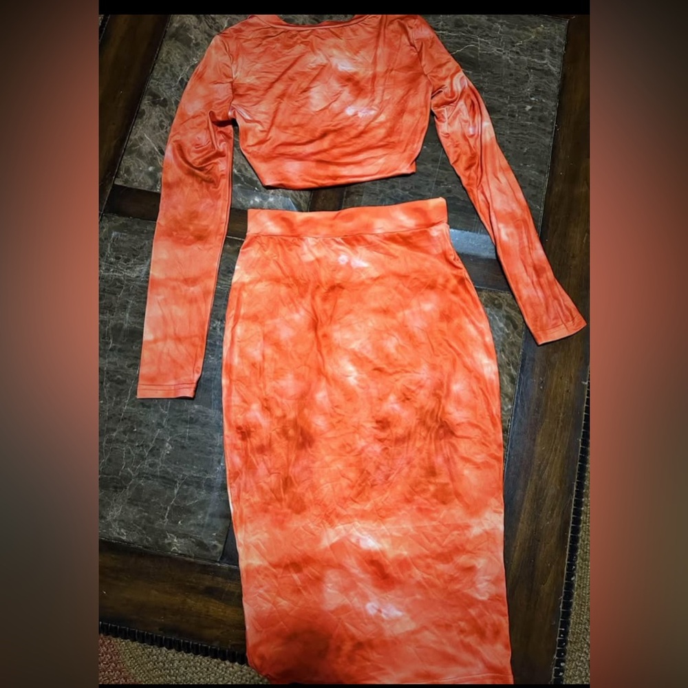 Y2K Stylish Orange and orange Red Women's Dress Set both new without tags combo - Picture 5 of 5